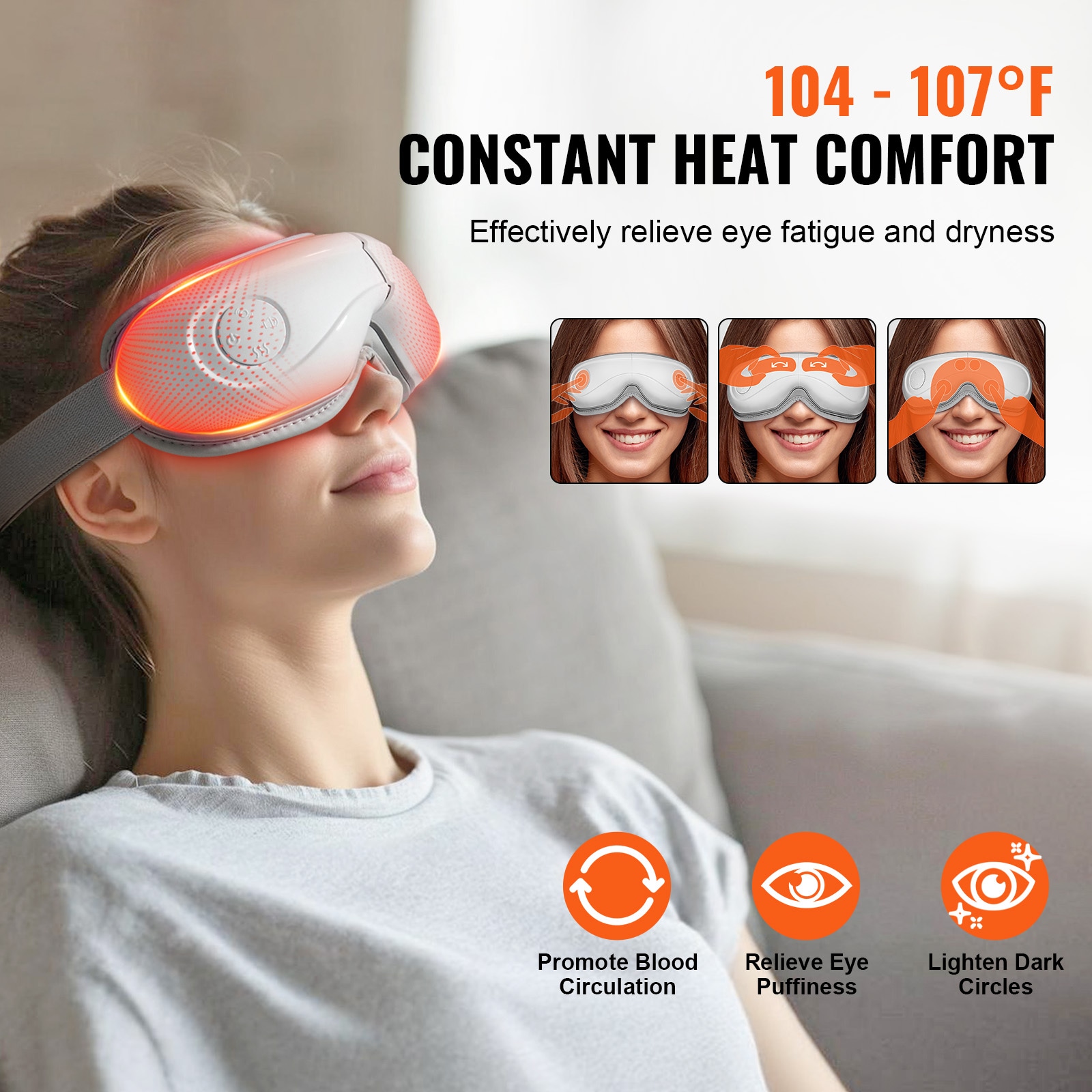 Heated Eye Massager Eye Care Device 5 Modes Bluetooth Music 180° Foldable_voghion.com
